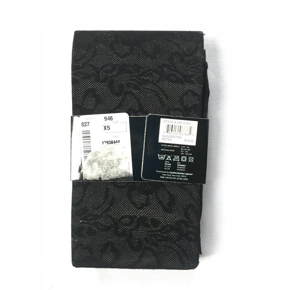 XS S Cynthia Rowley blk tights hosiery - Picture 3 of 4